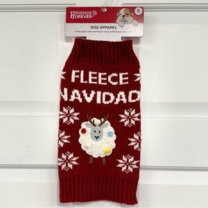 NWT Fleece Navidad Red Lamb Embroidered Dog Sweater Small Christmas Pet apparel